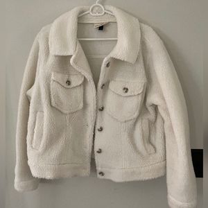 Universal Thread Cropped White Fleece Teddy Jacket - Sz XL